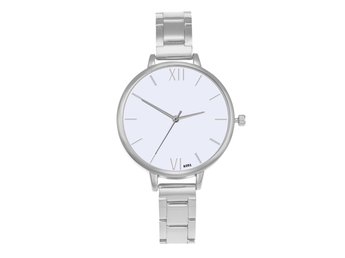 Relógio Analógico de Quartzo Feminino com Pulseira de Aço Estilo Elegante (prata Branco)