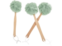 Conjunto De 3 Escovas Banho Solustre Com Cabo Longo Em Nylon E Madeira, Acessório Esfoliante Para O Corpo, Remove Poeira