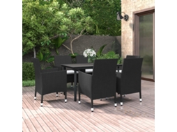 Vidaxl 7 Pcs Conjunto De Jantar P/ Jardim C/ Almofadões Vime Pe/vidro