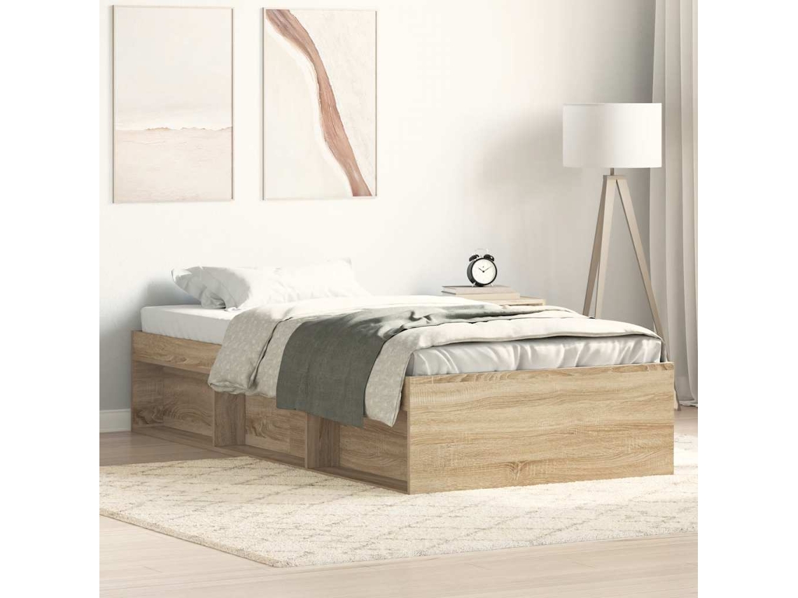 Vidaxl Estrutura de Cama Solteiro 75x190 Cm Carvalho Sonoma