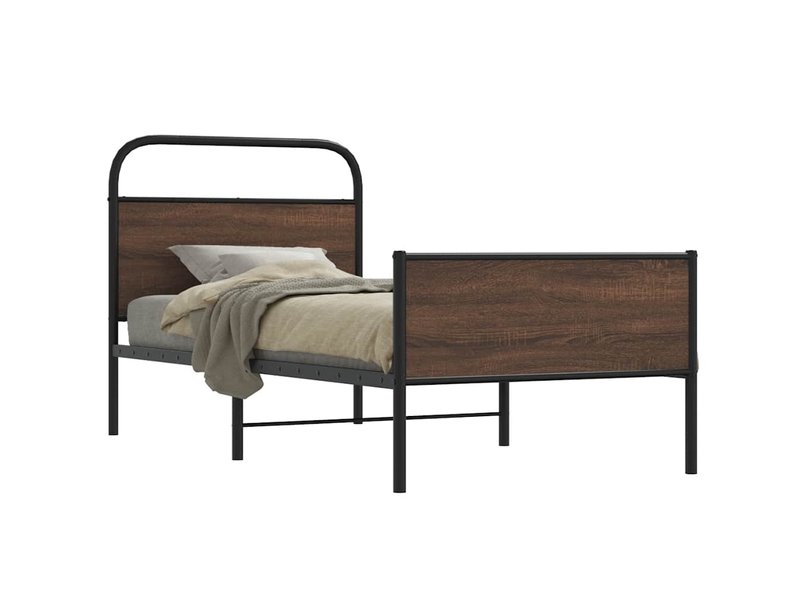 Vidaxl Estrutura Cama S/ Colchão Derivados Madeira Carvalho Castanho