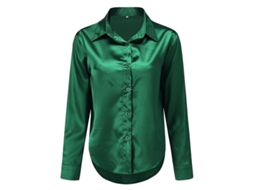 2026 camisa Leve de Seda Brillo para Mulher Yynuda de Poliéster e Spandex com Gola Lapel e Cor Sólida
