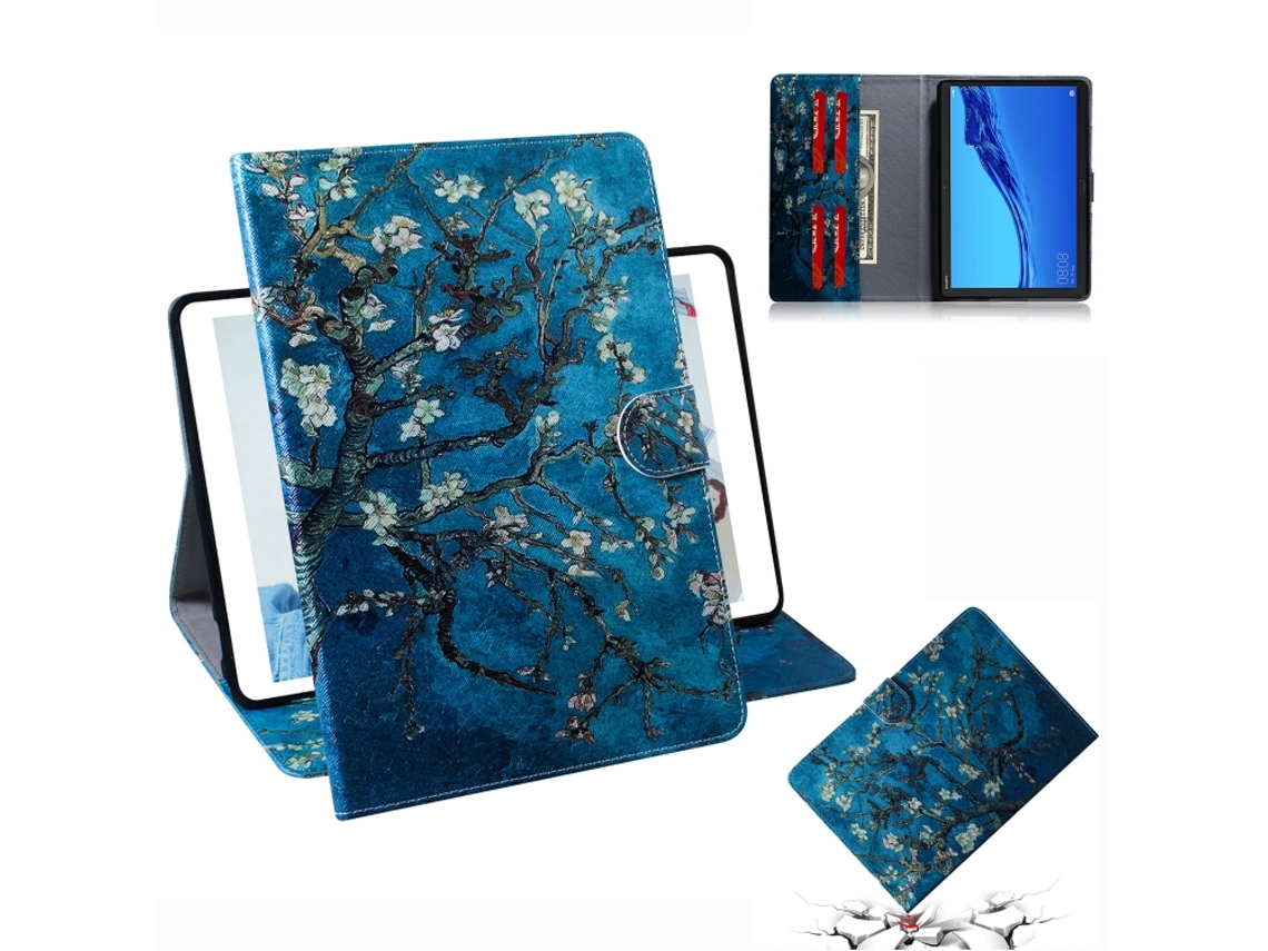 Capa‑flip Horizontal Padrão Flor Damasco Halinuia Com Suporte, Ranhura De Cartão E Carteira Para Huawei Mediapad M5 Lite 10.1