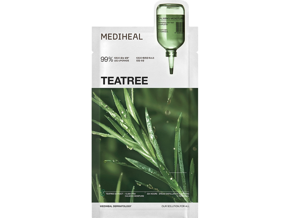 Máscara de Tecido Tea Tree, 24 Unidades Hidratação e Ação Calmante para Pele com Tendência a Acne MEDIHEAL