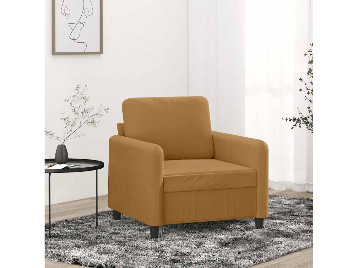 Vidaxl Poltrona 60 Cm Veludo Castanho