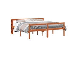 Cama De Casal | Camas Para Quarto | Estrutura Da Cama 2 Pcs Marrom Cera Madeira De Pinho Sólido