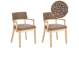 Juego De 2 Sillas Con Reposabrazos Beliani Dalbo De Bouclé Beige 59x56x82