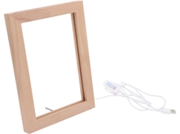 Porta Retratos Iluminado Madeira Maciça Cáqui Resistente Desgaste Led Decoração Moderna Escritório Leve Ao GOKOCO