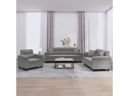 Vidaxl 3 Pcs Conjunto Sofás C/ Almofadas Microfibra Cinza-escuro