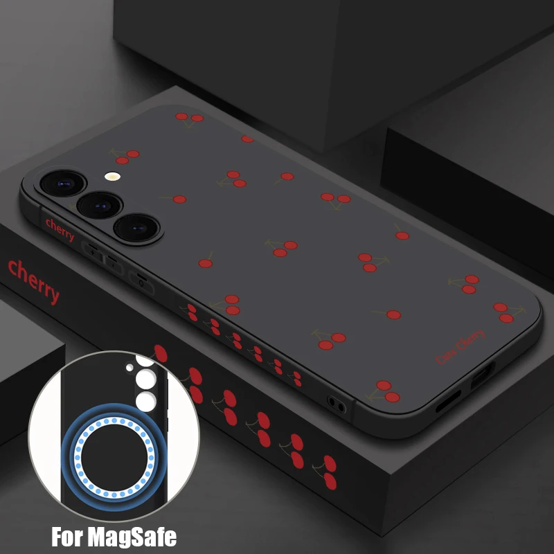Capa Magnética Para Celular Galaxy S26 (preta) Com Carregamento Sem Fio Magsafe Na Cor Cereja.
