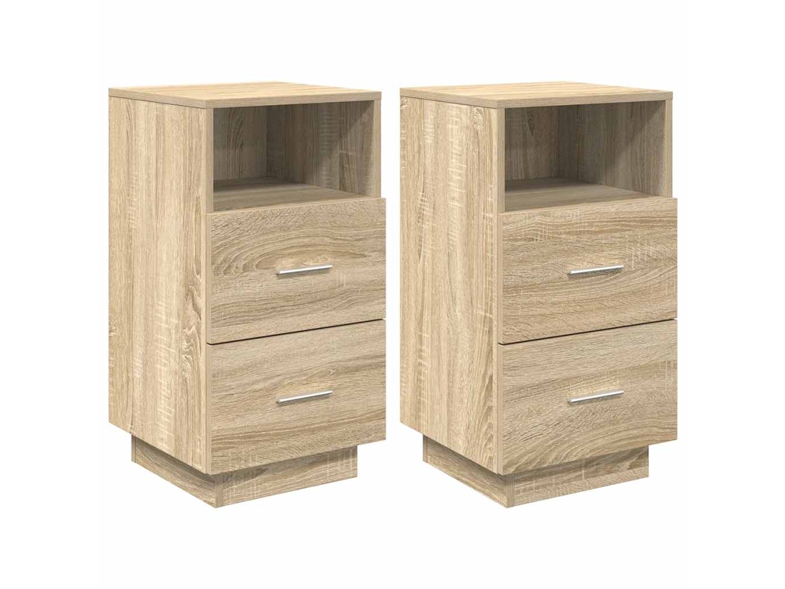 Conjunto 2 Mesa De Cabeceira Vidaxl Marrom Derivados De Madeira (36 X 36 X 68 Cm)