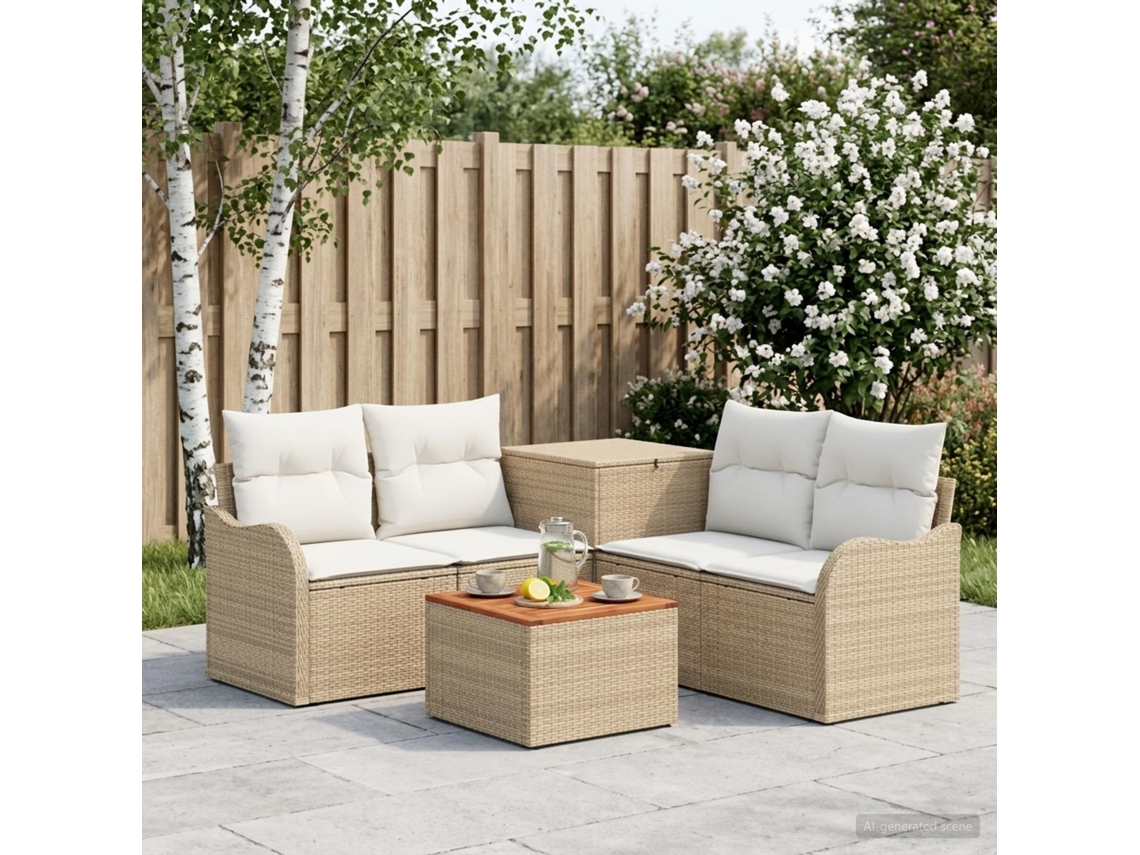 Vidaxl Conjunto De Sofás 6 Unid. Bege E Branco Creme