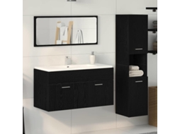 Vidaxl Conjunto De Móveis Para Banheiro Com Porta 3 Pcs Carvalho Preto