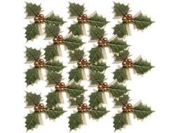 30 Peças De Azevinho Artificial De Natal Com Folhas Verdes E Frutos Dourados Para Decoração De Festivais