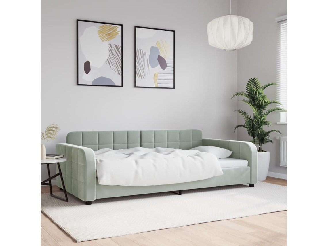 Vidaxl Sofá-cama 100x200 Cm Veludo Cinzento-claro