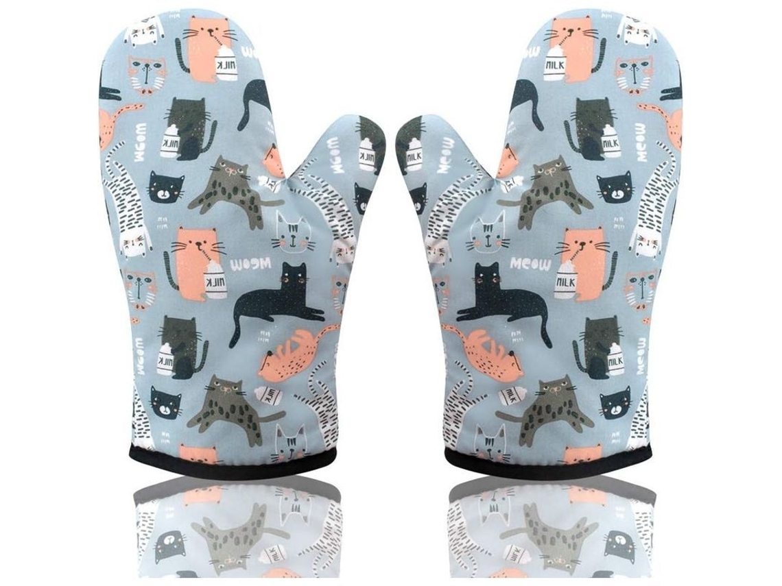 Luvas De Forno Resistentes Ao Calor, Par De 2, Anti-deslizantes, Transpiraveis, Duráveis, Com Cordão Para Pendurar, Gato