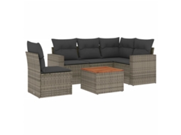 Conjunto de 6 Sofás de Jardim com Almofadões Vime Cinzento MAISON EXCLUSIVE (80x200 cm)