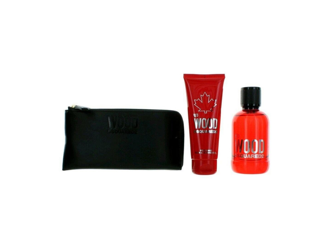 Conjunto de Perfume Dsquared2 Red Wood 3 Pcs