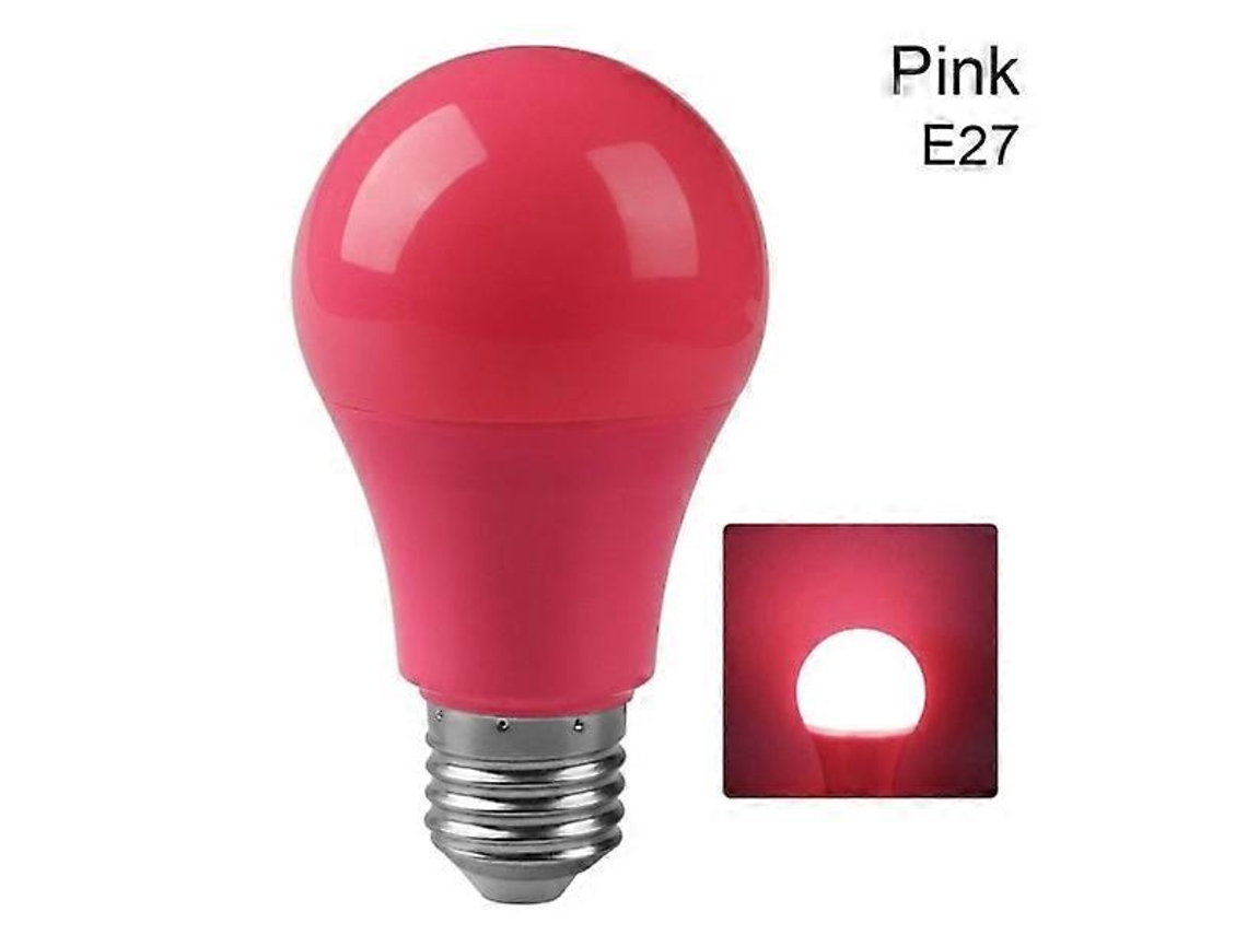Rebe lâmpada Led A60 Lâmpada Esférica Colorida Ra80 5w Base E27/b22 85 265v para Casa Lojas Museus Festivais Jardins E27 e27 Rosa