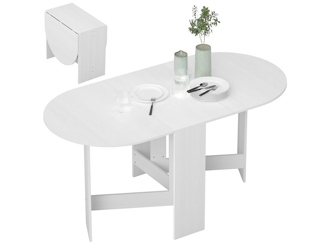 Mesa de Jantar Dobrável Oval para até 6 Pessoas Branca 120x70cm S/MARCA