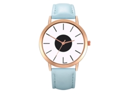 Reloj De Cuarzo Con Correa De Cuero Estilo Business Simple Decoración Manual Para Hombres(azul Claro)