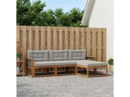 Vidaxl Conjunto De Sofás Para Exterior 4 Pcs Natural E Cinza Claro