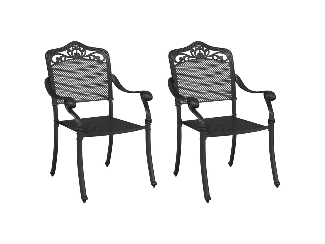 Conjunto 2 Cadeira De Jardim Vidaxl Preto Alumínio (55 X 55 X 92,5cm)