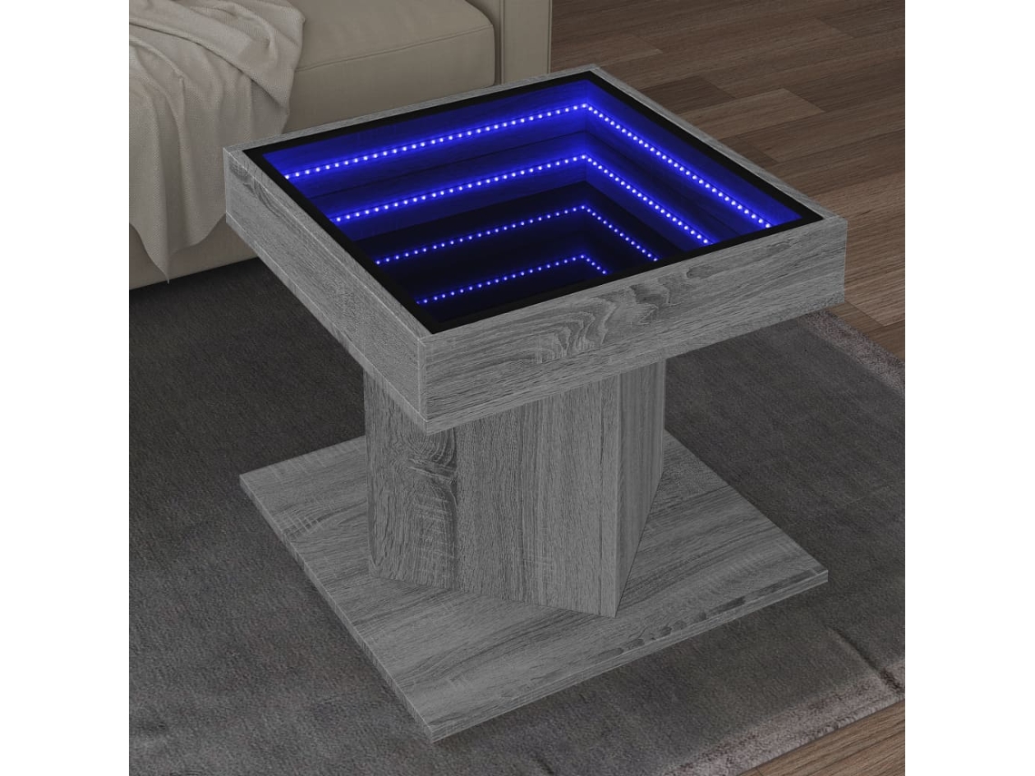 Vidaxl Mesa De Centro C/ Leds 50x50x45 Madeira Processada
