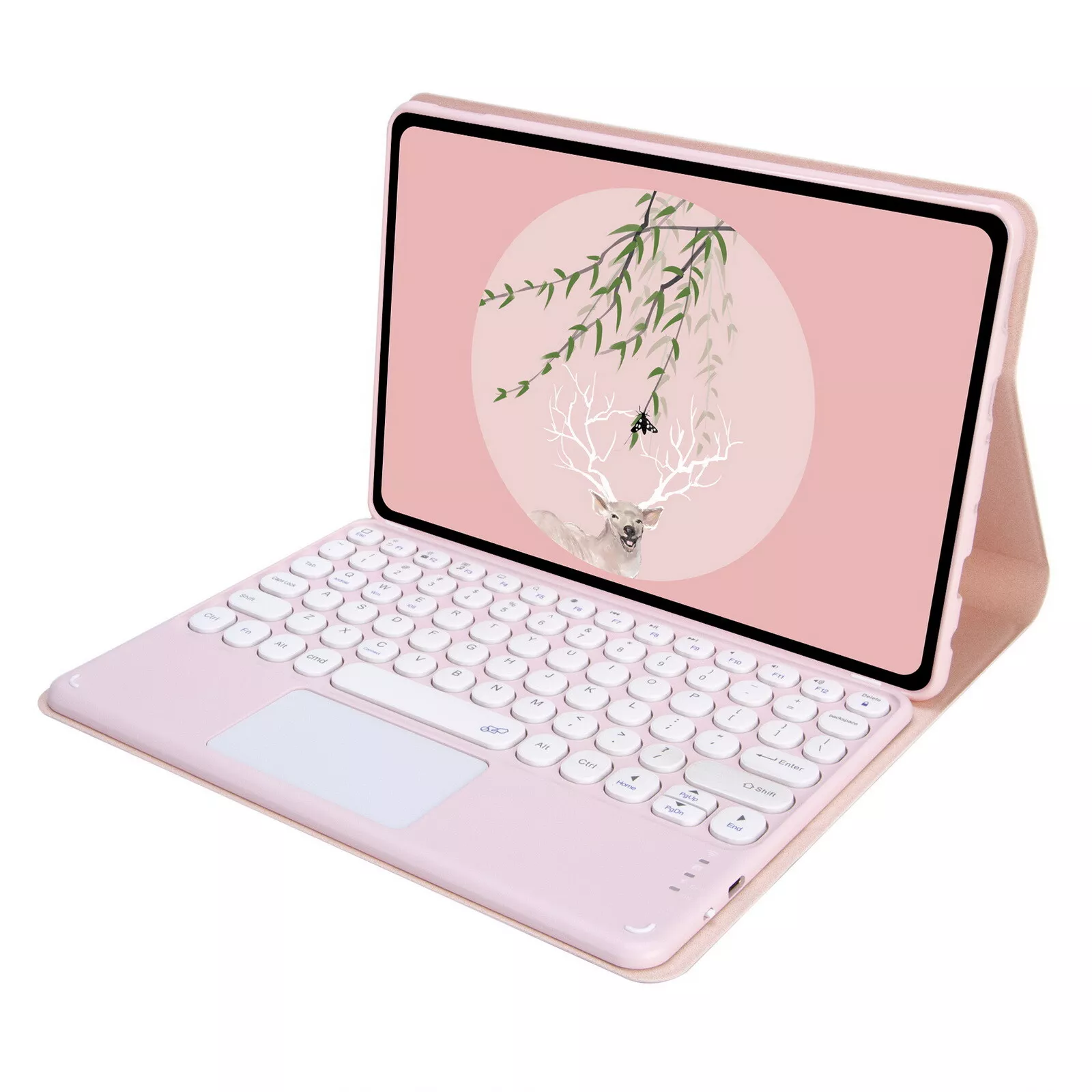 Capa Teclado Eifson Para Lenovo Tab P12 12.7" 2023, Layout Pt, Teclas Redondas Com Touchpad (rosa)