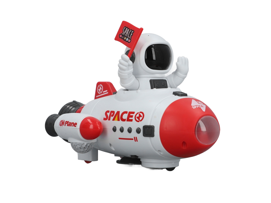 Brinquedo Ênfase Espacial Astronauta Com Rotação 360º Luz E Música Efeito Decolagem Vermelho