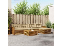 Vidaxl Conjunto De Sofás Para Exterior 6 Unid. Natural E Bege
