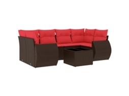 Conjunto de Sofá de Jardim, 7 Peças, Almofadas, Rattan Preto MAISON EXCLUSIVE