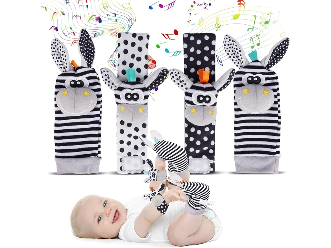 Meias e Pulseiras de Chocalho para Bebês HENTEN HOME Lindos Juguetes de Animales (2 Pulseiras e 2 Meias)