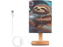 Luminária De Cabeceira Led Para Quarto, Luminária De Leitura Com Cúpula Tecido, Base De Madeira E Porta Usb Para