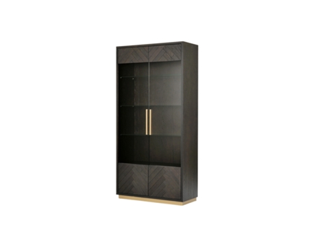 Vitrine FURNLUX PREMIUM Seville Preto Madeira Sólida 100X41X200 Cm