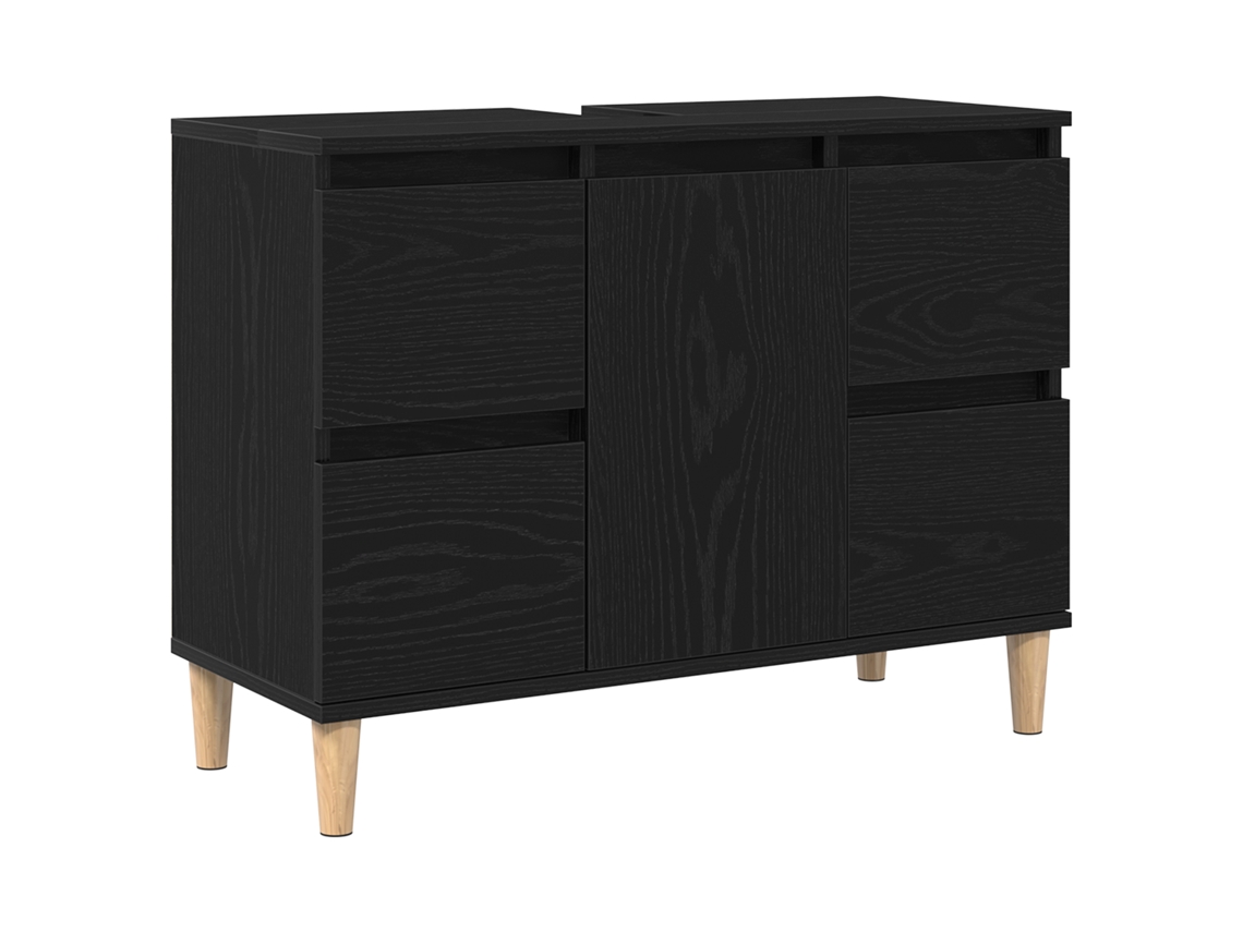 Conjunto 1 Armário De Banheiro Vidaxl Preto Derivados De Madeira (80 X 33 X 60 Cm)