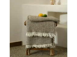 Manta de Algodão e Linho com Pompons Simples Cor Sólida para Sofá Respirável Decoração Casa, Macio, Quente, Id