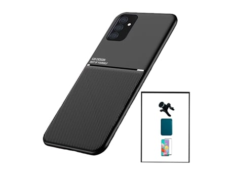 Kit Capa Traseira Magnética Anti Choque + Carteira Magnética Azul + Película de Vidro Temperado Gorilasglass + Suporte Magnético Reforçado para Samsung Galaxy M52 5G