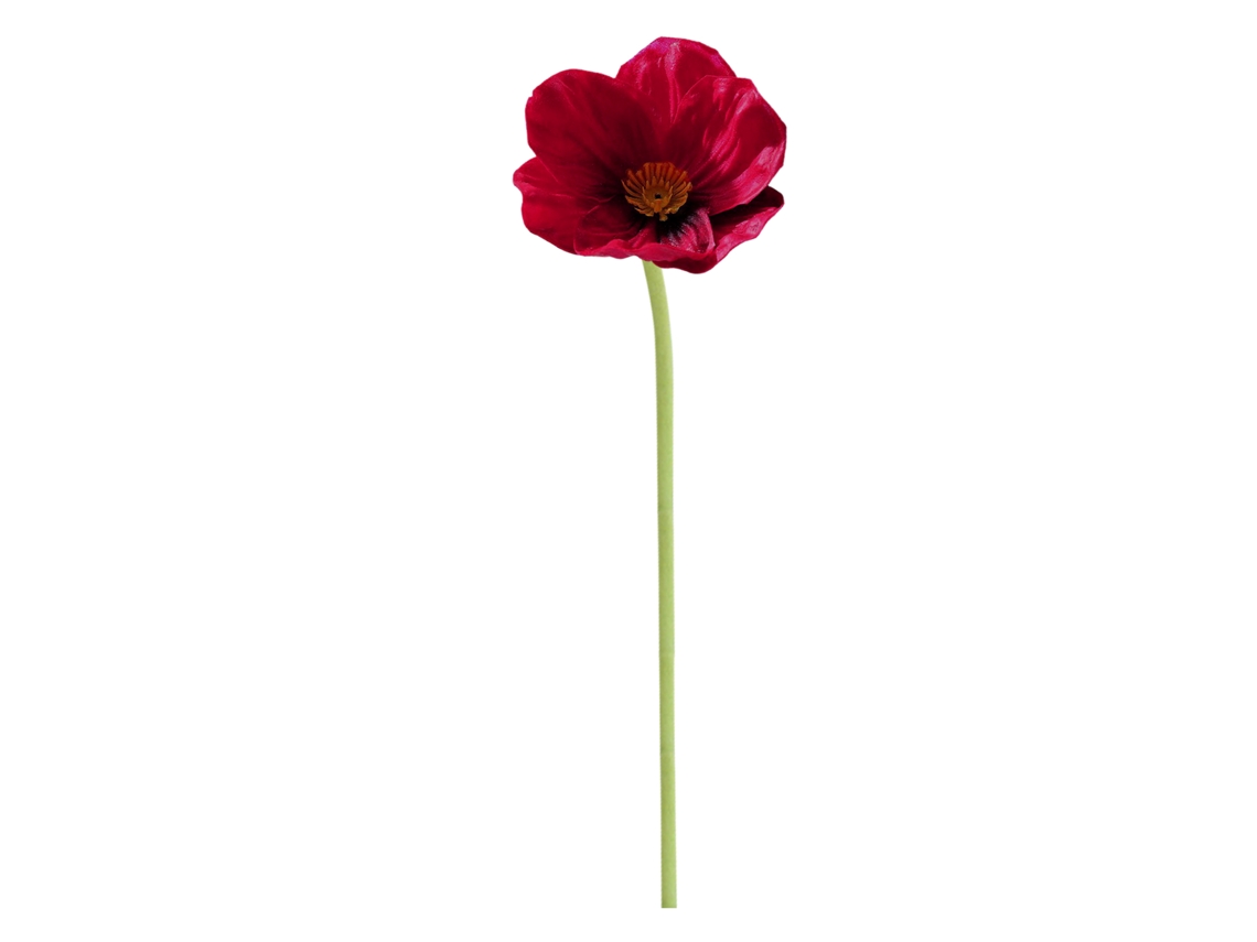 Laxiscreed Flor Artificial Mini Poppy Vermelha De 33cm Com Pé De Plástico E Fio De Ferro