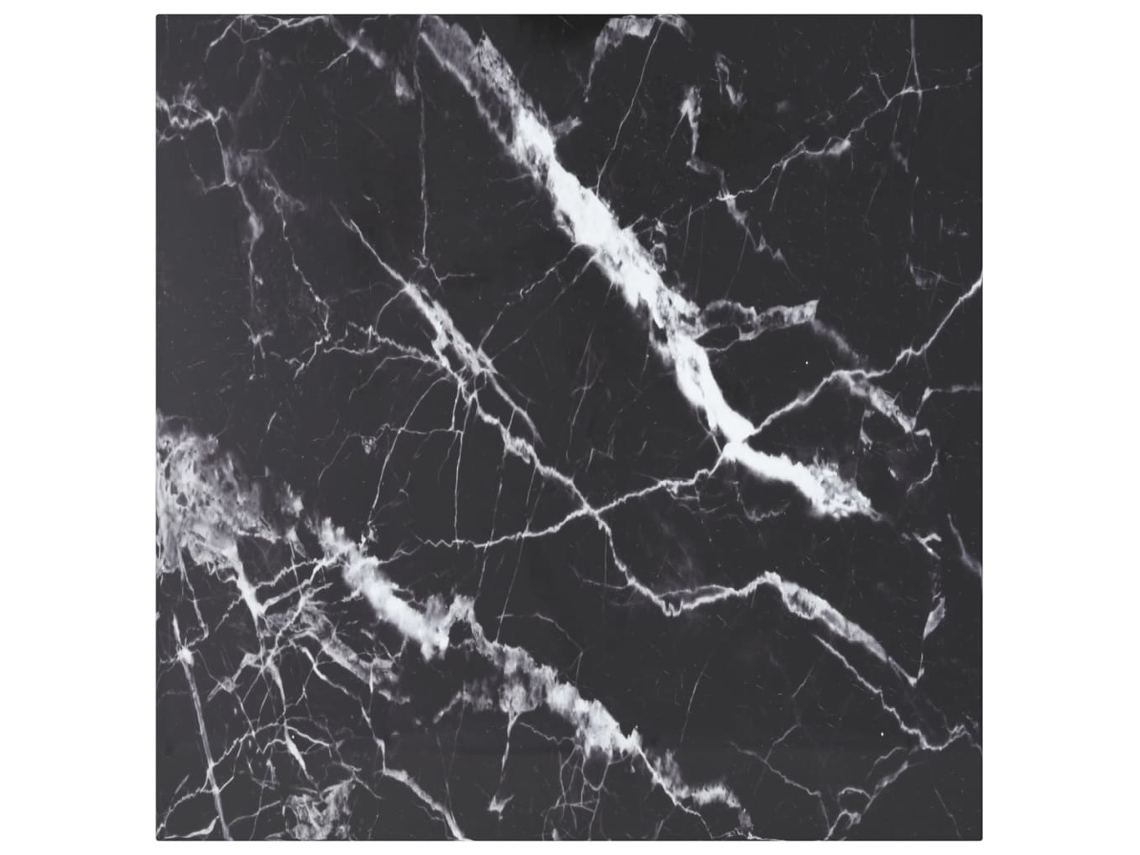 Tampo Mesa 70x70 Cm 6 Mm Vidro Temperado Design Mãrmore Preto DKD HOME DECOR