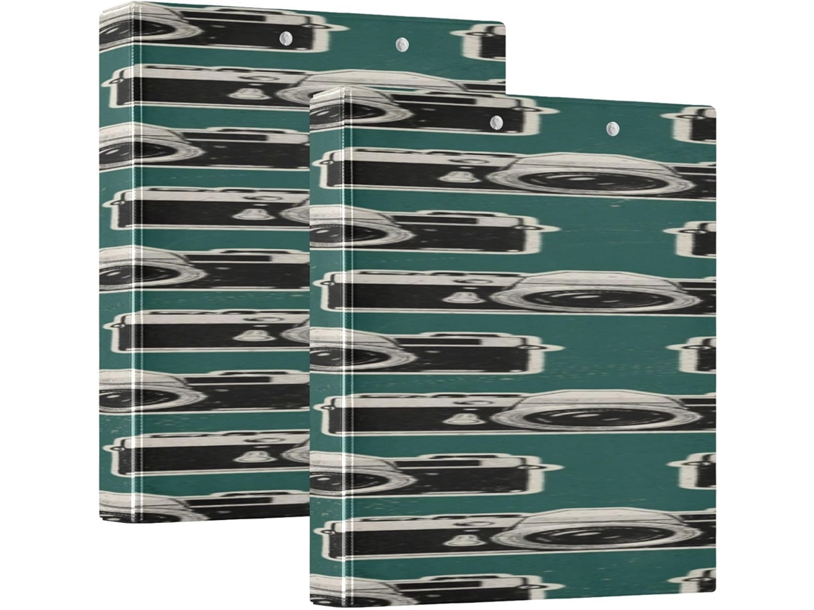 Pasta Escolar Retrô Vintage Verde Com Compartimento Câmera, 3, 8cm 1, 5 Polegadas, Pacote Com 1 2 Unidades Capa