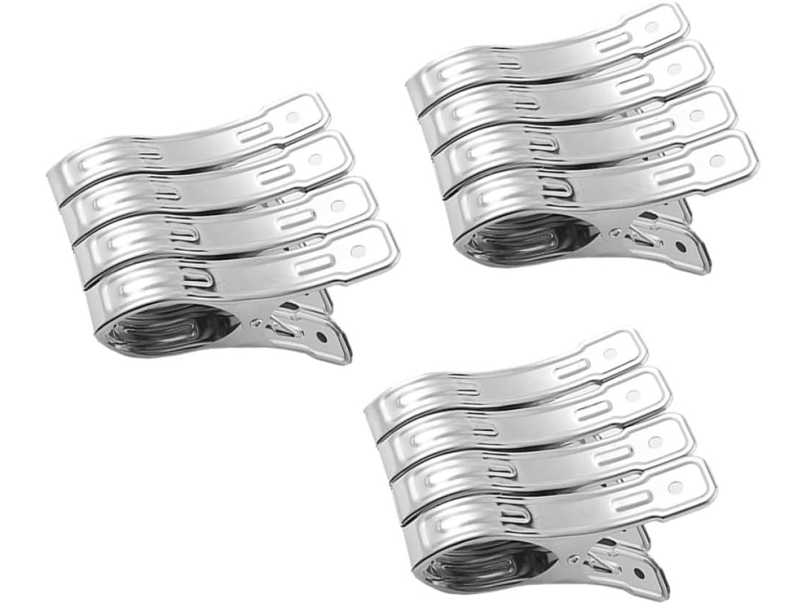 Conjunto De 12 Prendedores Roupa Popetpop Em Aço Inoxidável, Grandes, Resistentes Ao Vento E Leves, Ideais Para Colchas