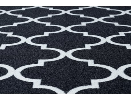 Passadeira Base Antideslizante Trevo Marroquino 80 cm Preto Trellis 30350