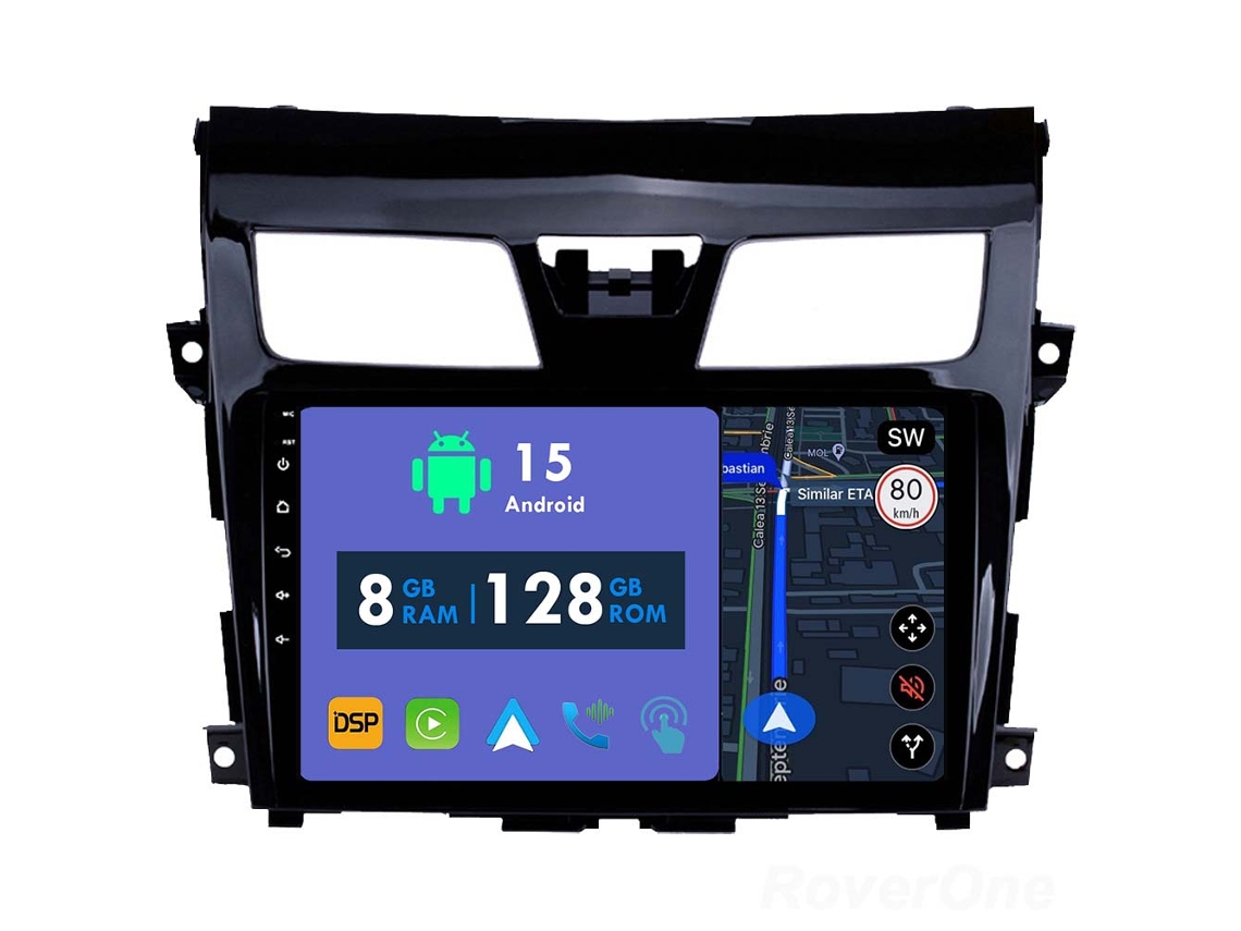 Auto Rádio Carro Bluetooth Autoradio 8GB RAM 128G ROM CarPlay Navegação GPS Ecrã Táctil RoverOne para Nissan Teana J33 3 2013-2015  
