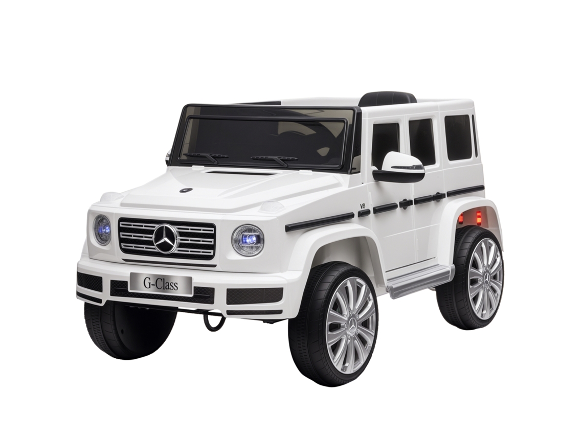 Carro Elétrico Infantil Benz G500 Todo o terreno 12v Música Buzina Branco