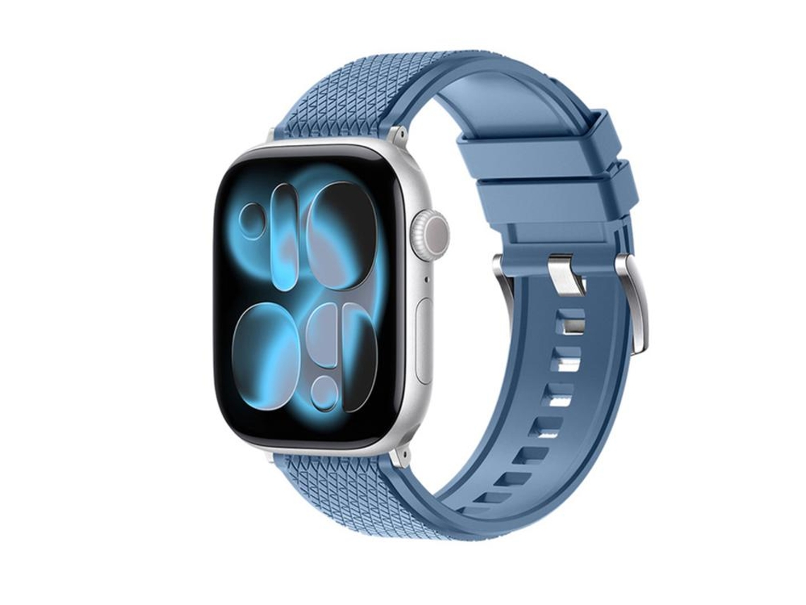 Bracelete para Apple Watch 46/49/45/44mm Borracha Fluorada Fkm com Padrão Diamante Azul XIAOMOYU