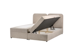 Cama Continental Beliani Chancellor De Tela Beige 183x208x103
