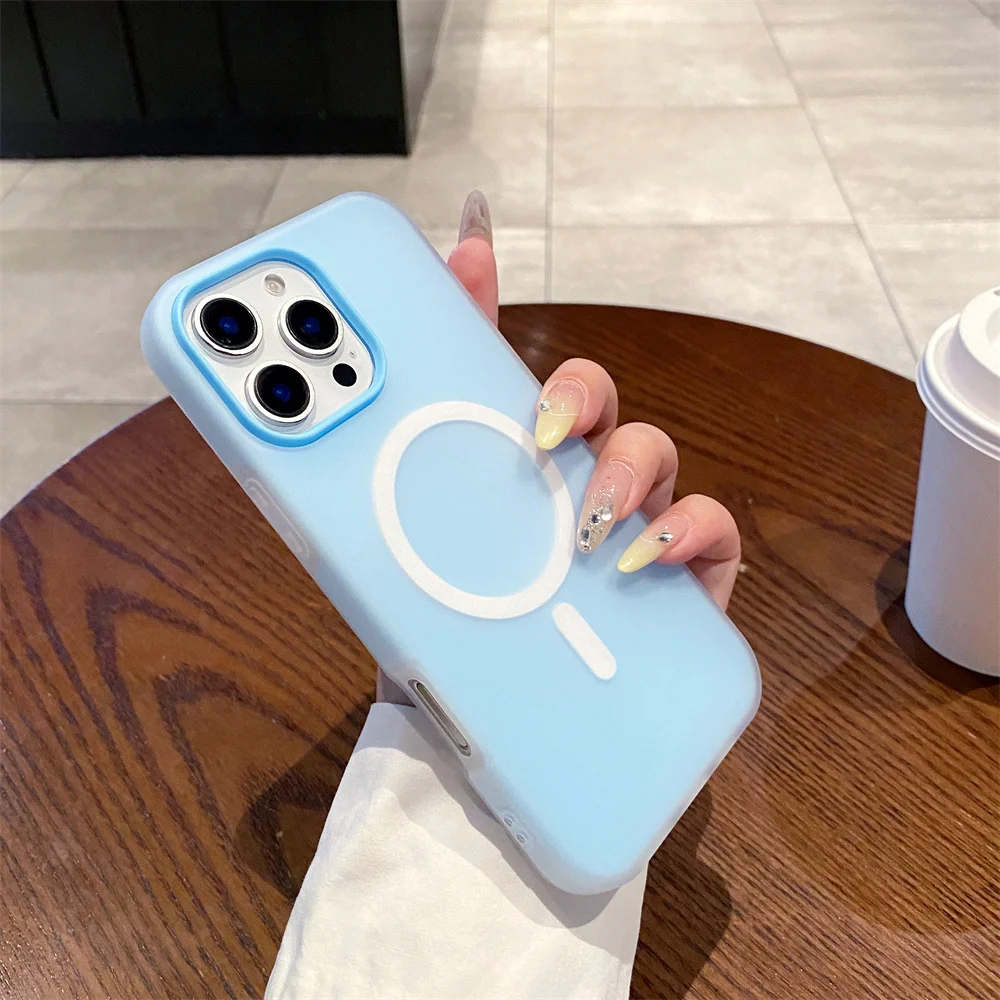 Capa Fosca Para Iphone (iphone 17, Azul) Com Carregamento Sem Fio Magsafe E Proteção Magnética.