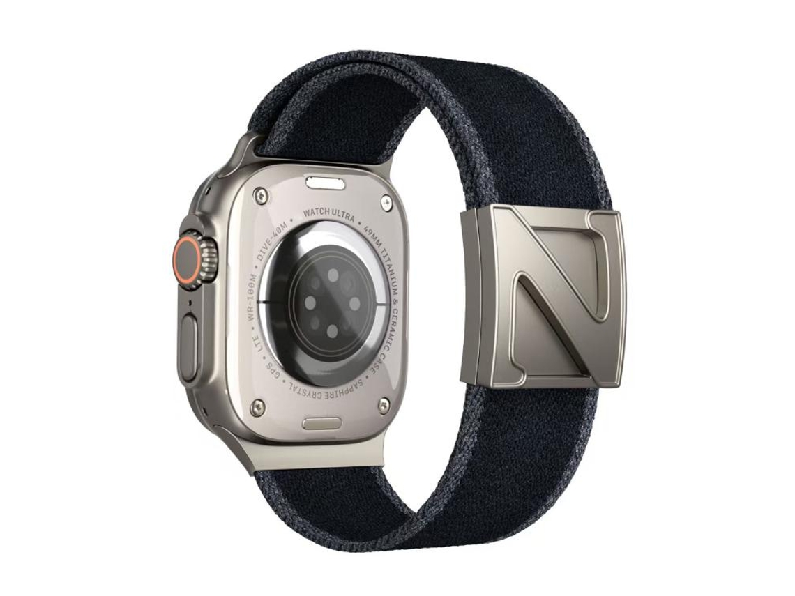 Bracelete para Apple Watch 46/49/45/44mm Nylon Bicolor com Fecho Magnético em Formato Z Preto e Cinza XIAOMOYU