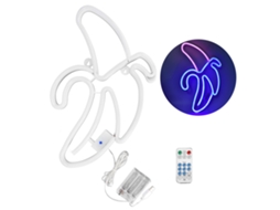 Rebe-luz De Neón Led Multicolor Platano Com Cabeça Rosa Claro E Pele Azul Para Decoração De Parede Em Restaurantes Familiares E Festas